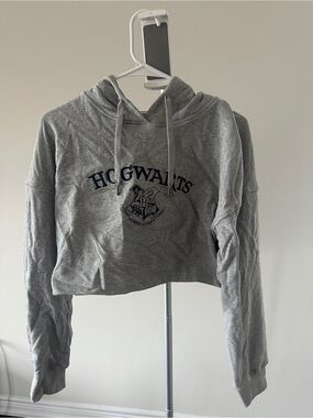 Grey Hogwarts Harry Potter Cropped Hoodie
